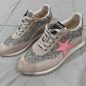 Vintage Havana Silver Glitter Sneakers with Pink Star